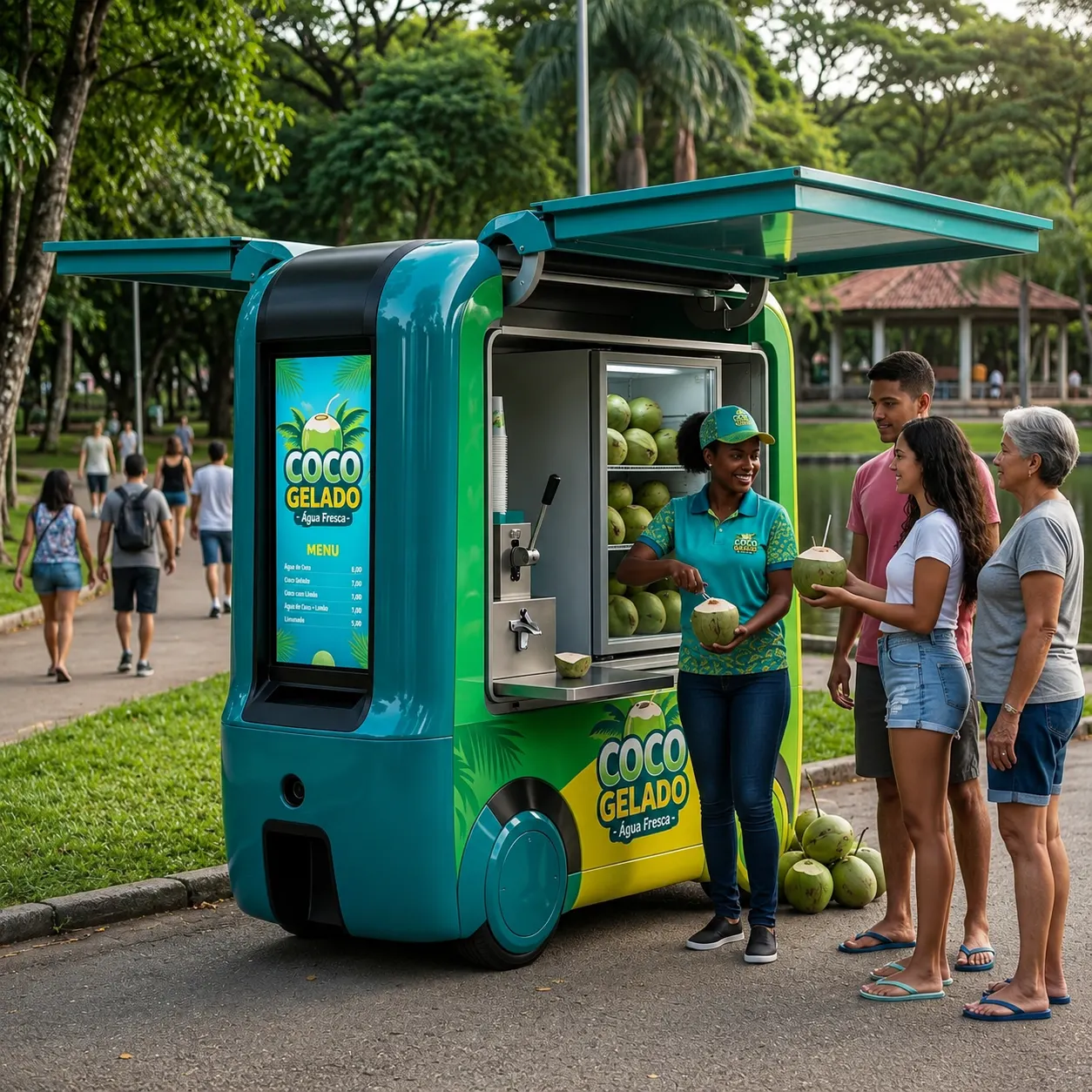 Mini Food Truck Quiosque móvel Quiosque para Shopping Food Tuk Carrinho