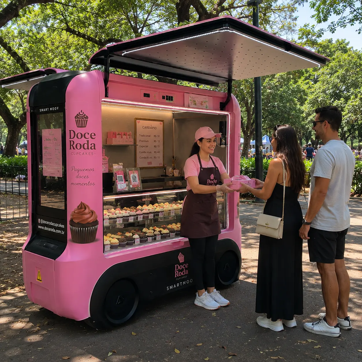 carrinho de vender doce mini food truck confeitaria